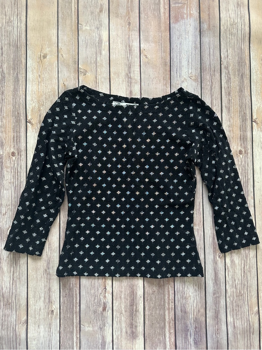 Vintage Necessary Objects Black Long 3/4  Sleeve Top